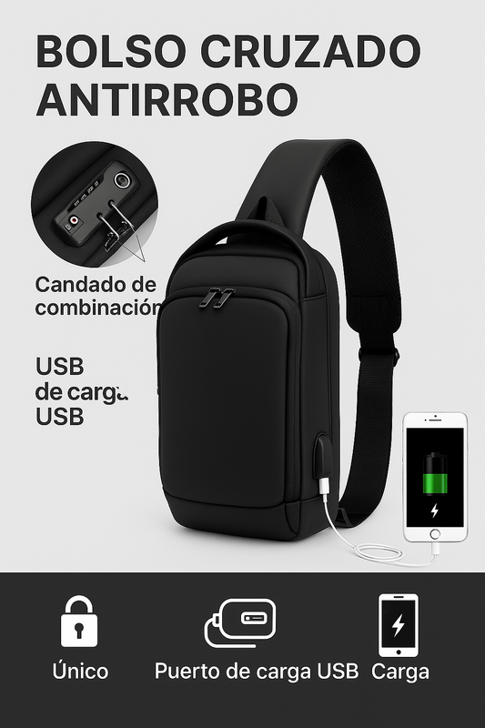 Bolso cruzado antirrobo negro